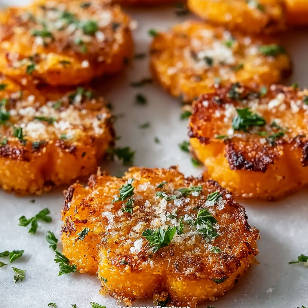 Crispy smashed carrots on a white plate.