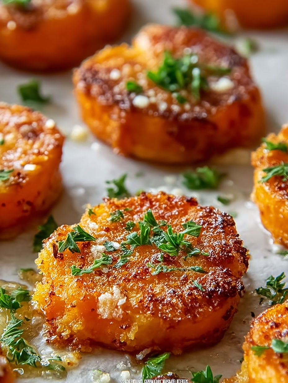 Crispy smashed carrots on a white plate.