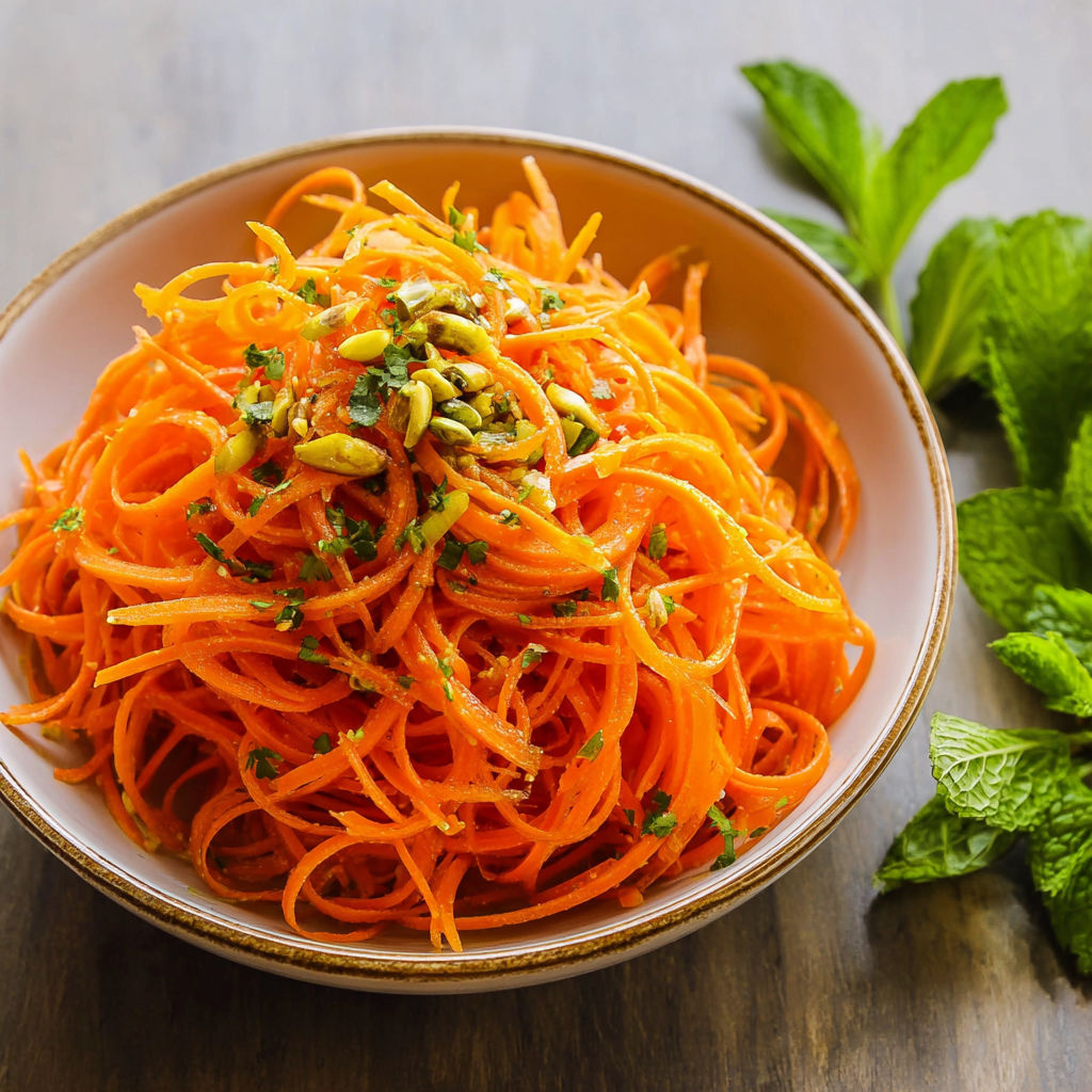 A bowl of raw carrot salad.