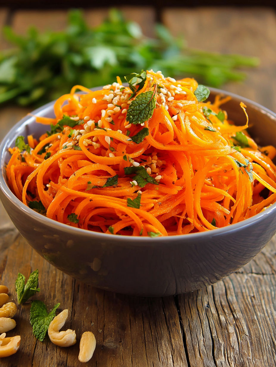 A bowl of raw carrot salad.