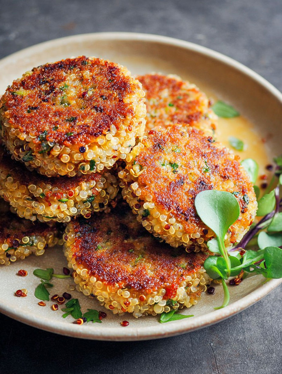 A plate of quinoa patties.