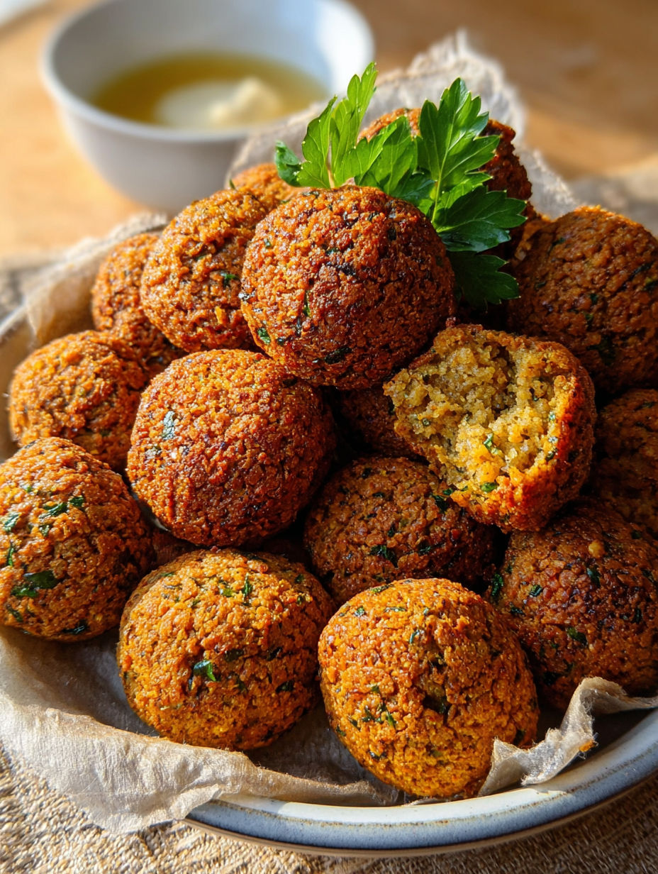 A bowl of crispy air fryer falafel ready in just 15 minutes.