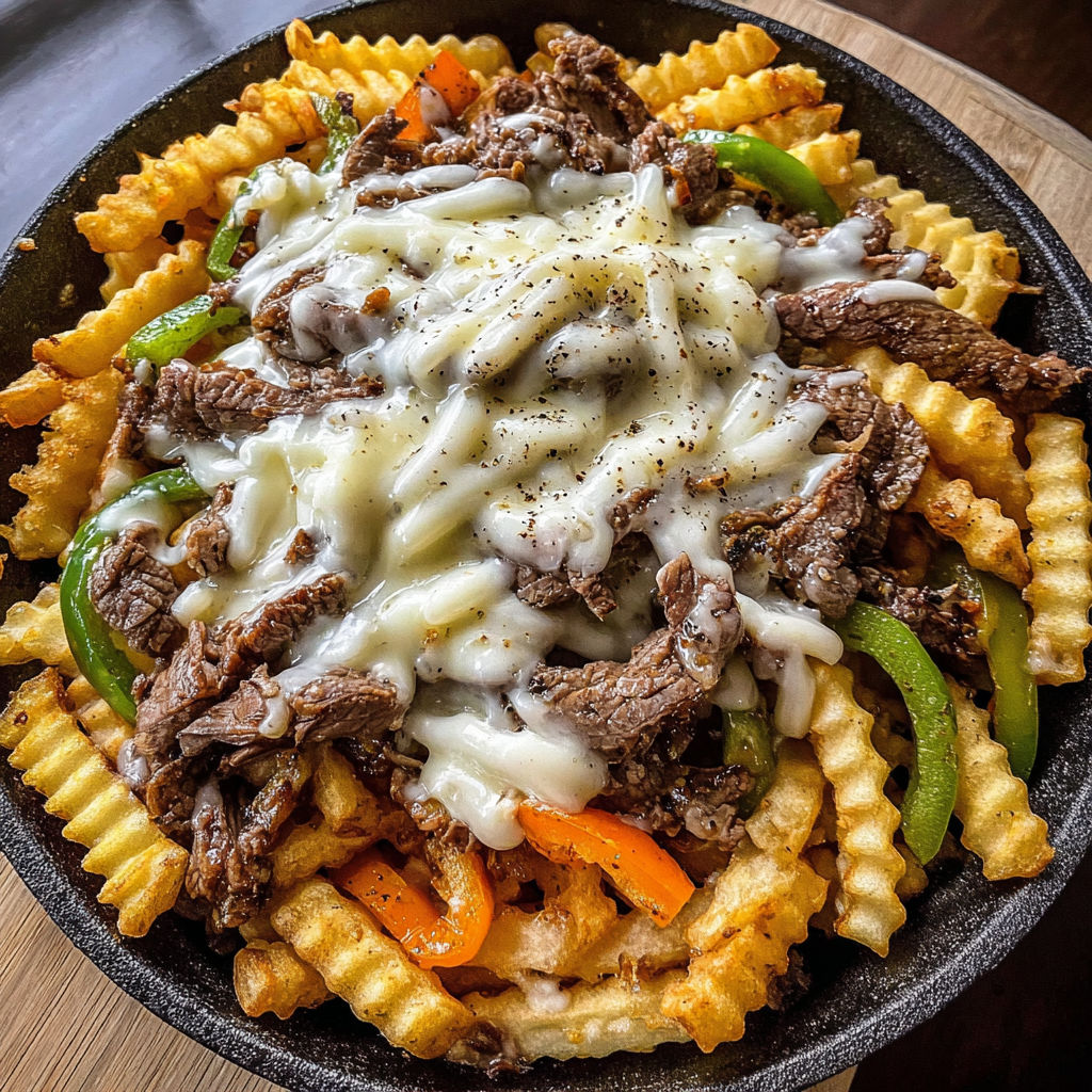 A plate of Philly Steak Cheese Fries.