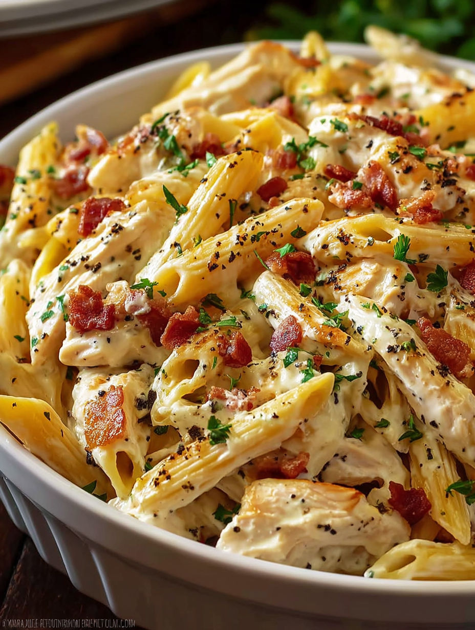 A bowl of Crack Chicken Penne.
