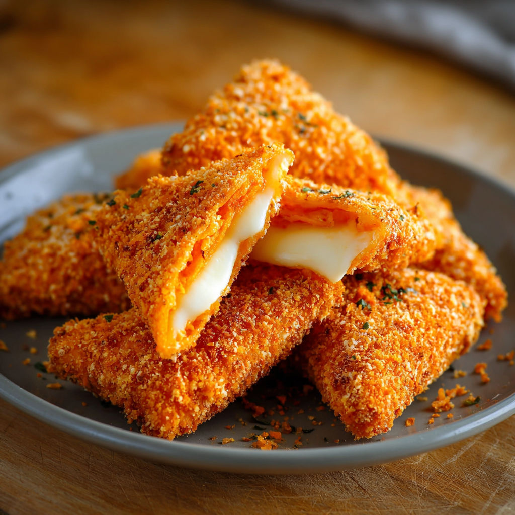 A plate of fried cheese stuffed Doritos.