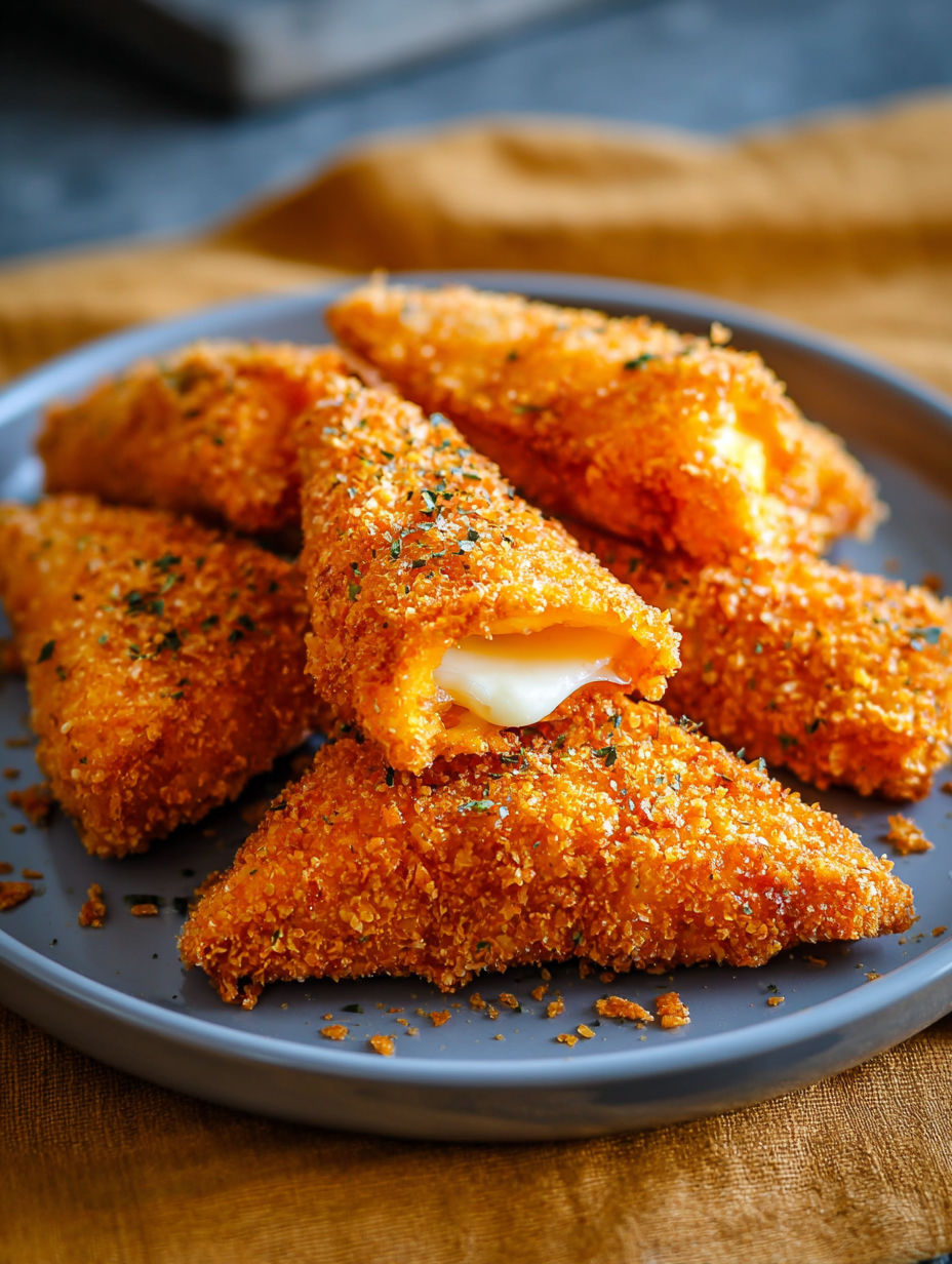 A plate of fried cheese stuffed Doritos.