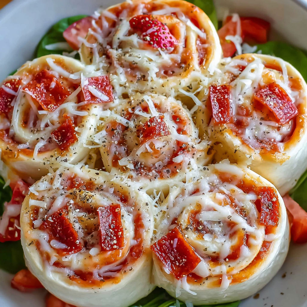 A plate of homemade pizza rolls.