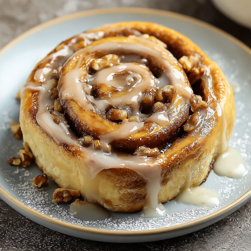 A plate of homemade banana cinnamon rolls.