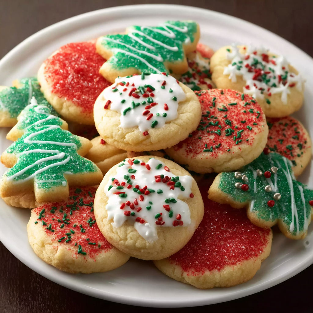 A plate of Christmas cookies.