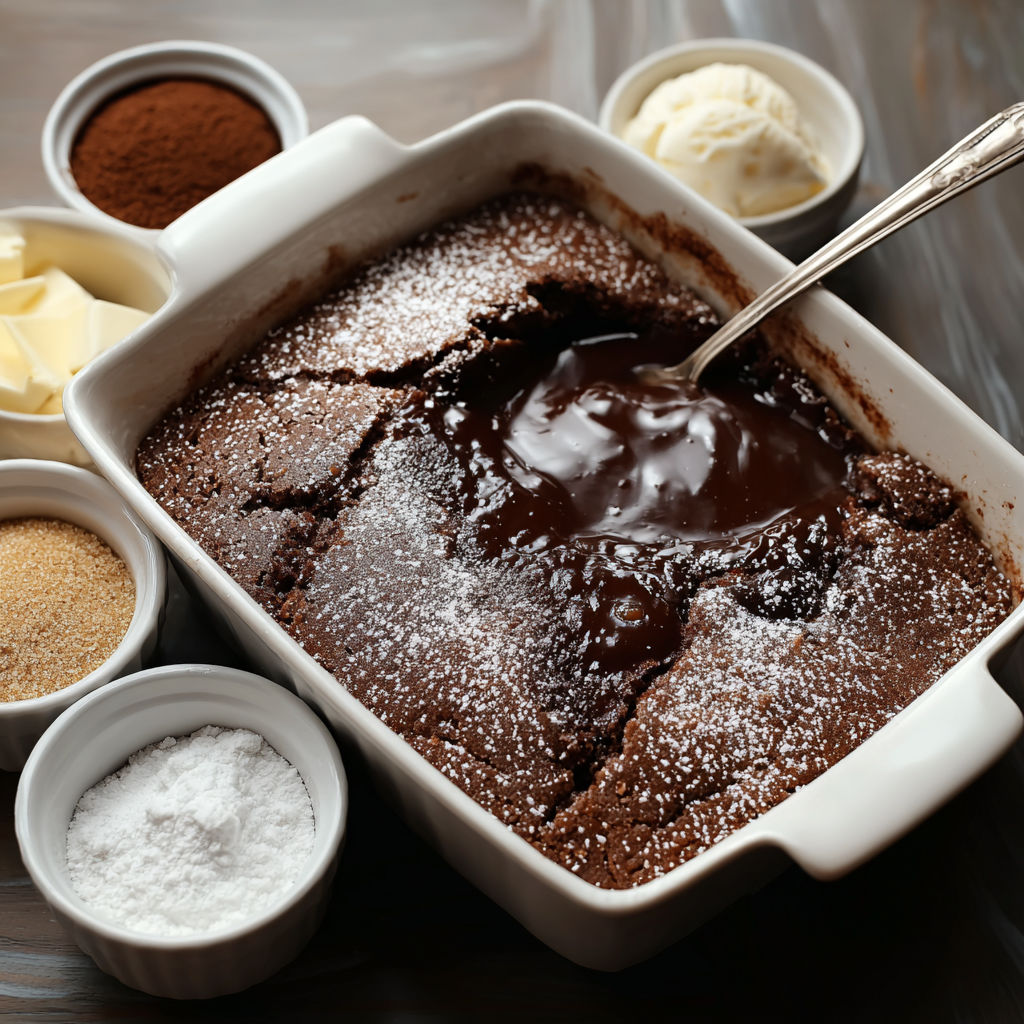 A dessert with chocolate and ice cream.