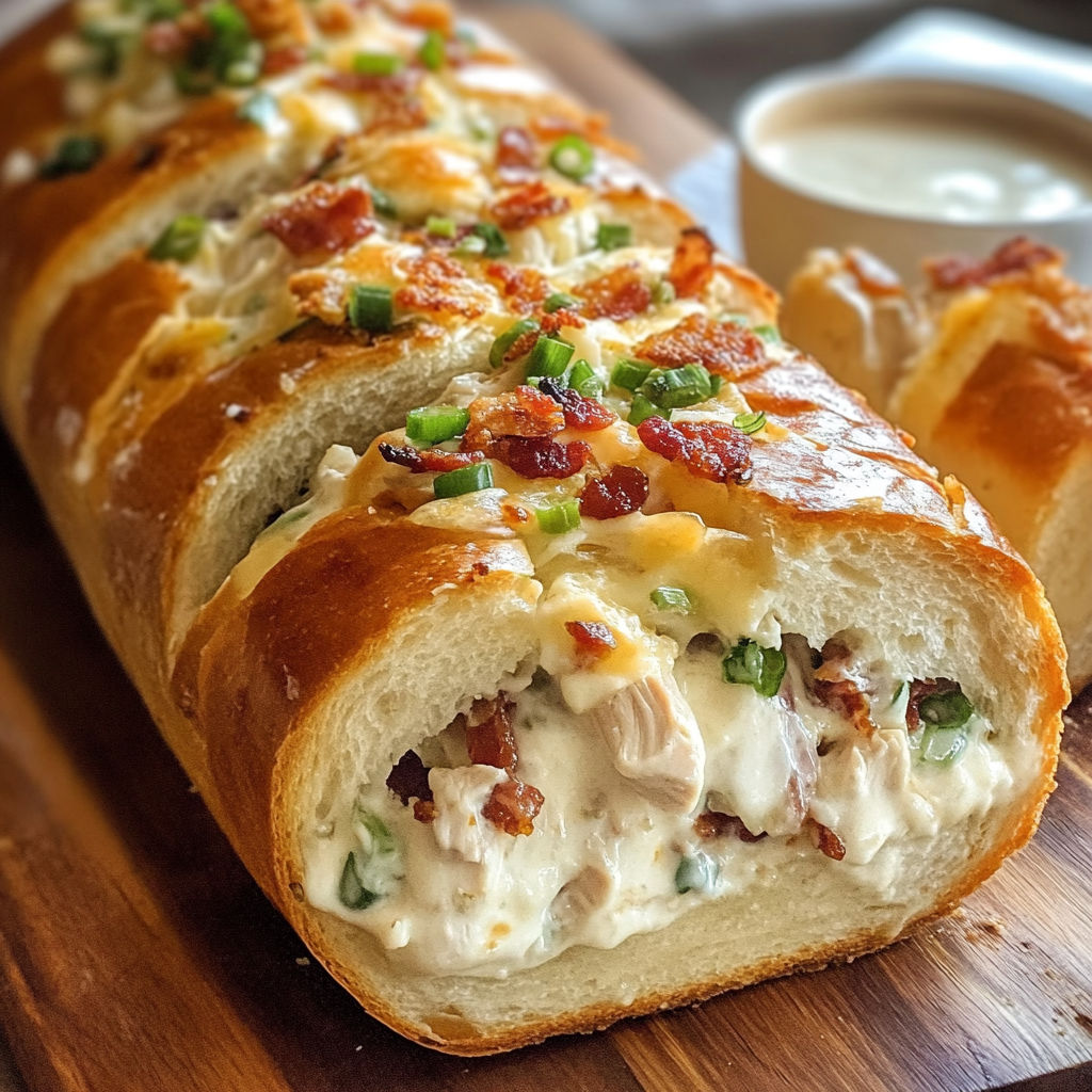 A chicken bacon ranch stuffed bread.