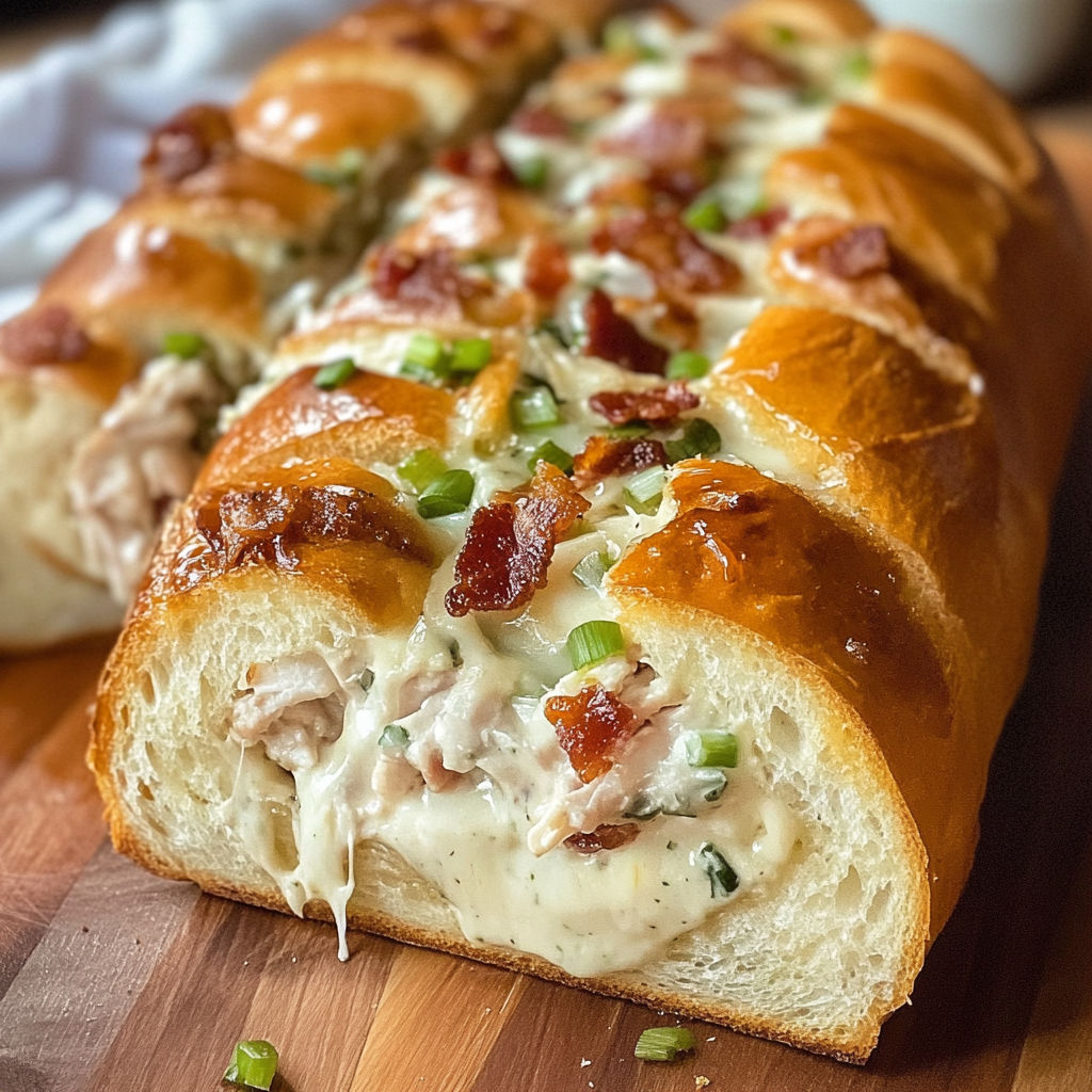 A chicken bacon ranch stuffed bread.