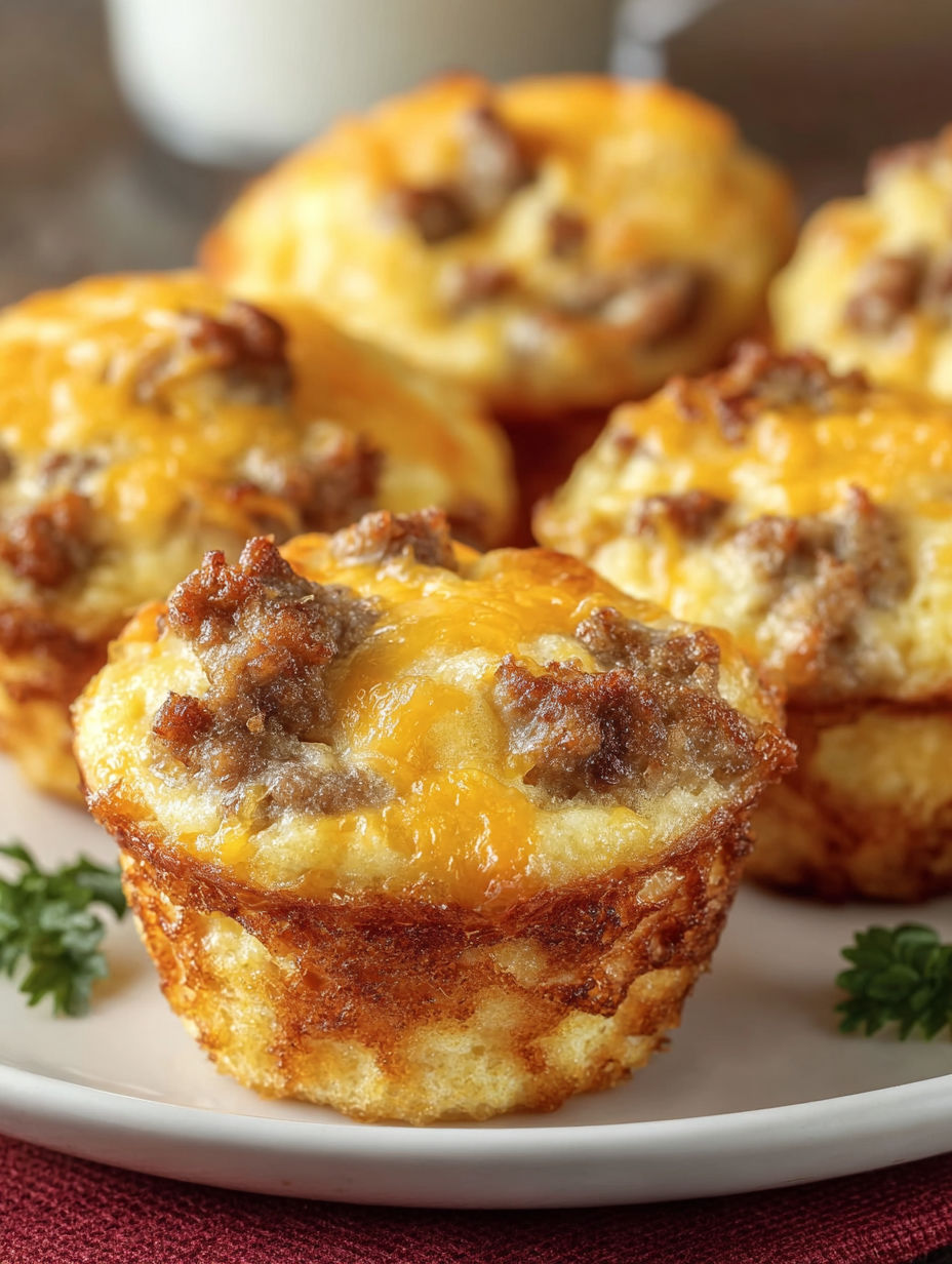 Bisquick muffins with cheese and sausage.