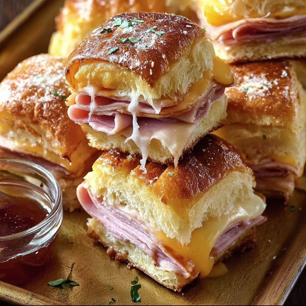 A plate of Monte Cristo Ham Sliders.