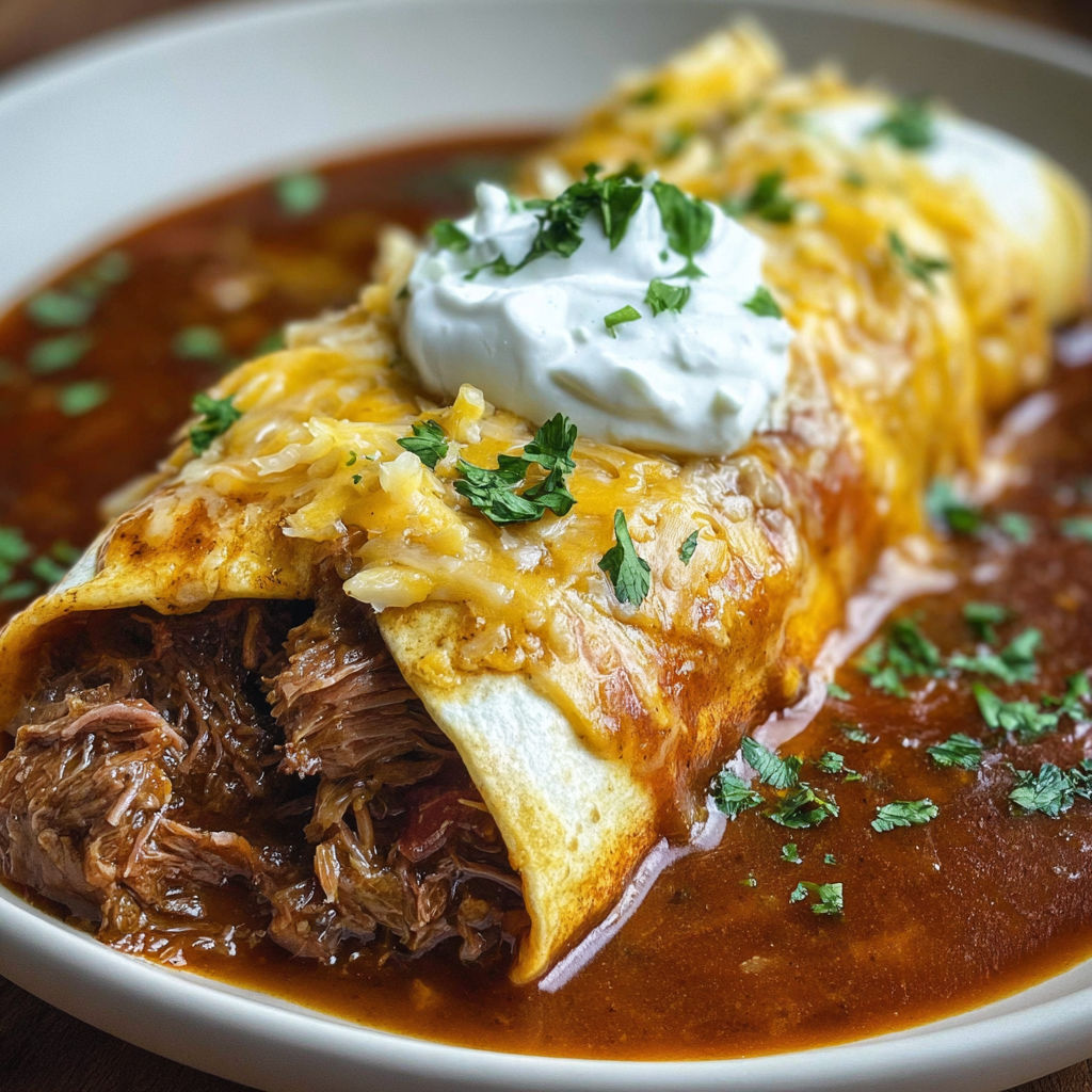 A plate of food with a burrito and a bowl of soup.