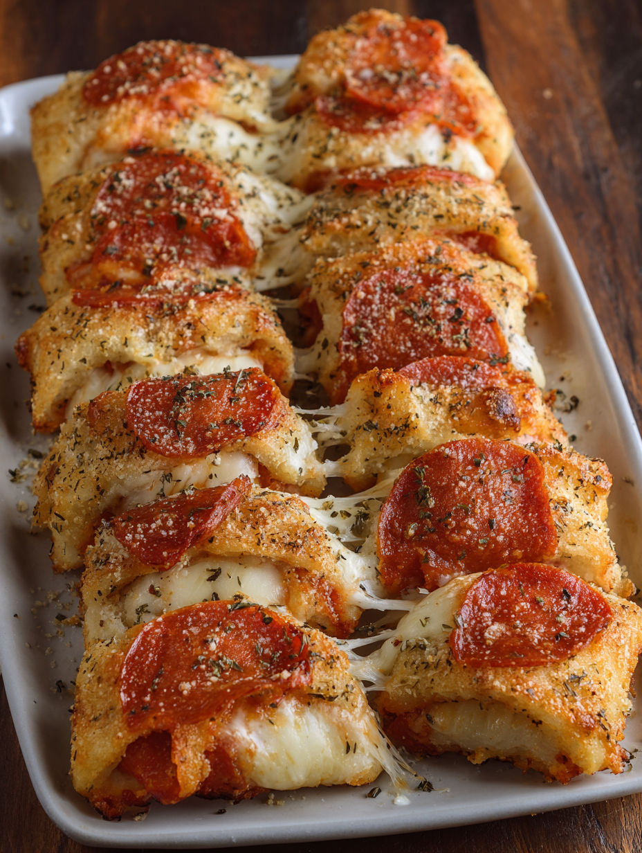 A plate of stuffed crust pizza snacks.