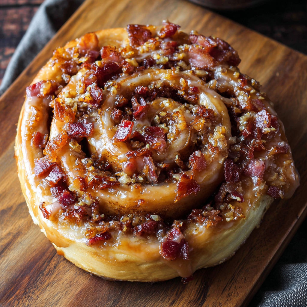 A bourbon maple bacon cinnamon roll.