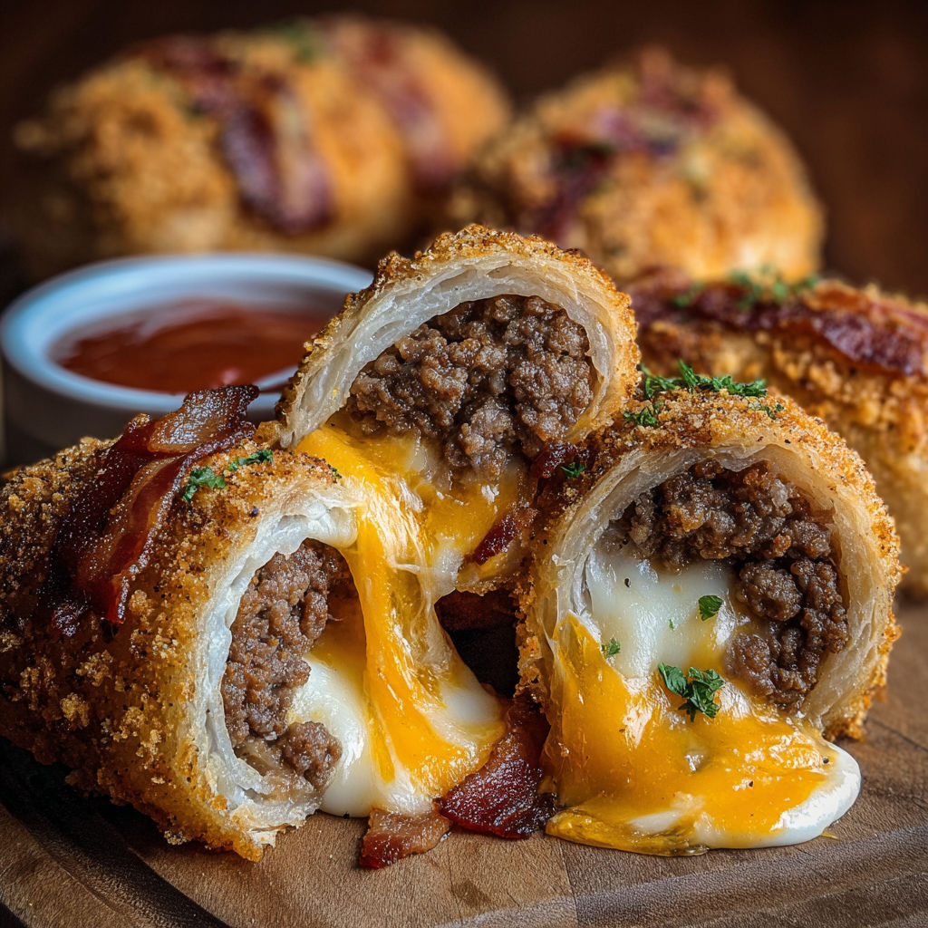 Bacon cheeseburger mozzarella bombs.