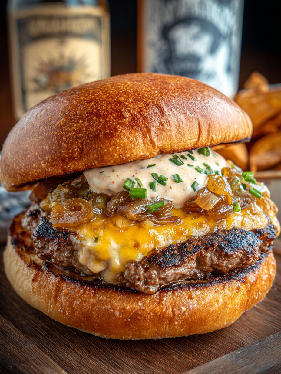 A smoked Cajun burger with cheese.