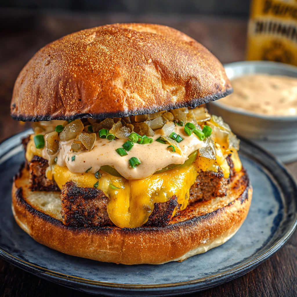 A smoked Cajun burger with cheese.