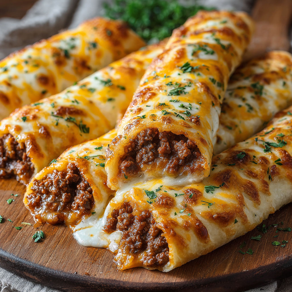 A plate of cheesy taco breadsticks.