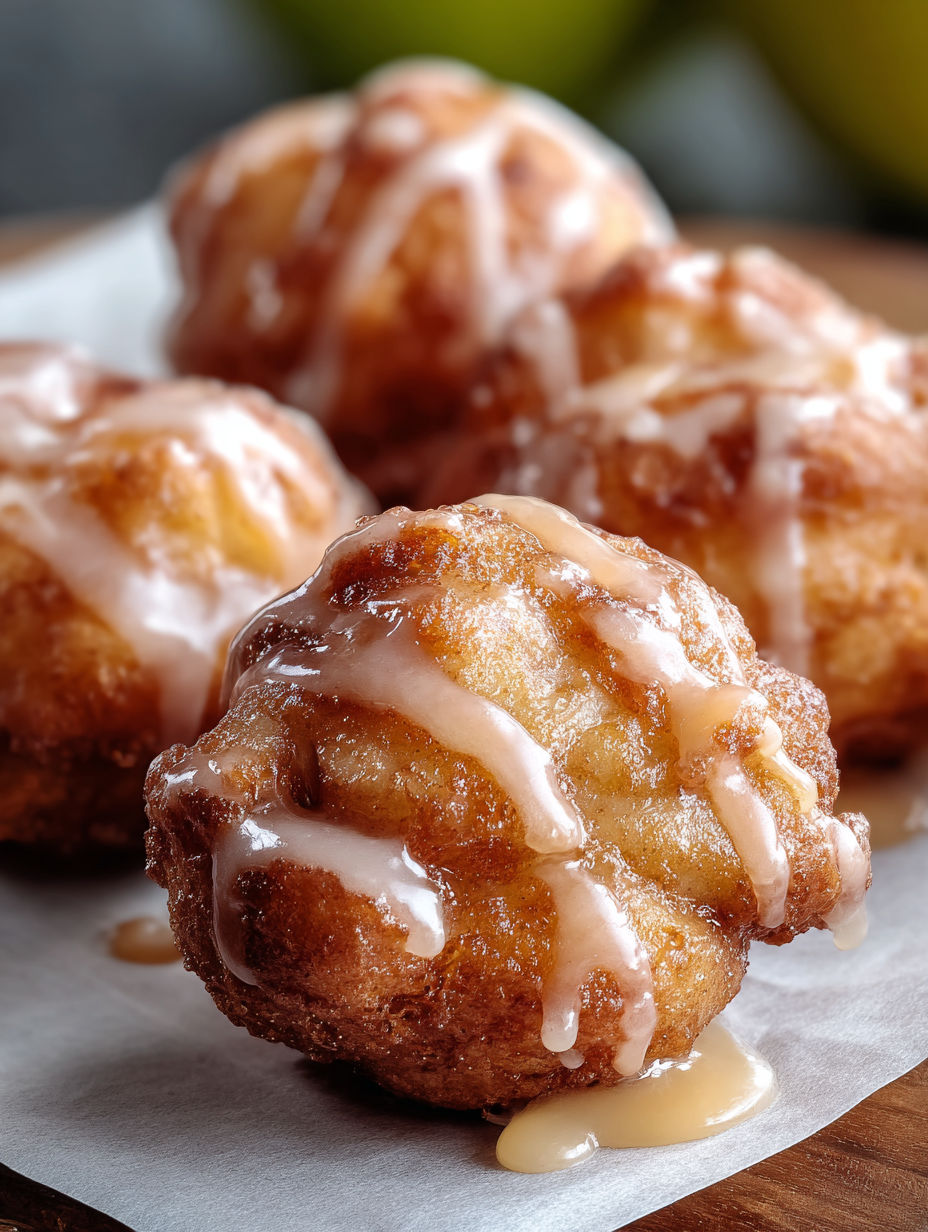 A plate of cinnamon glazed apple fritters.
