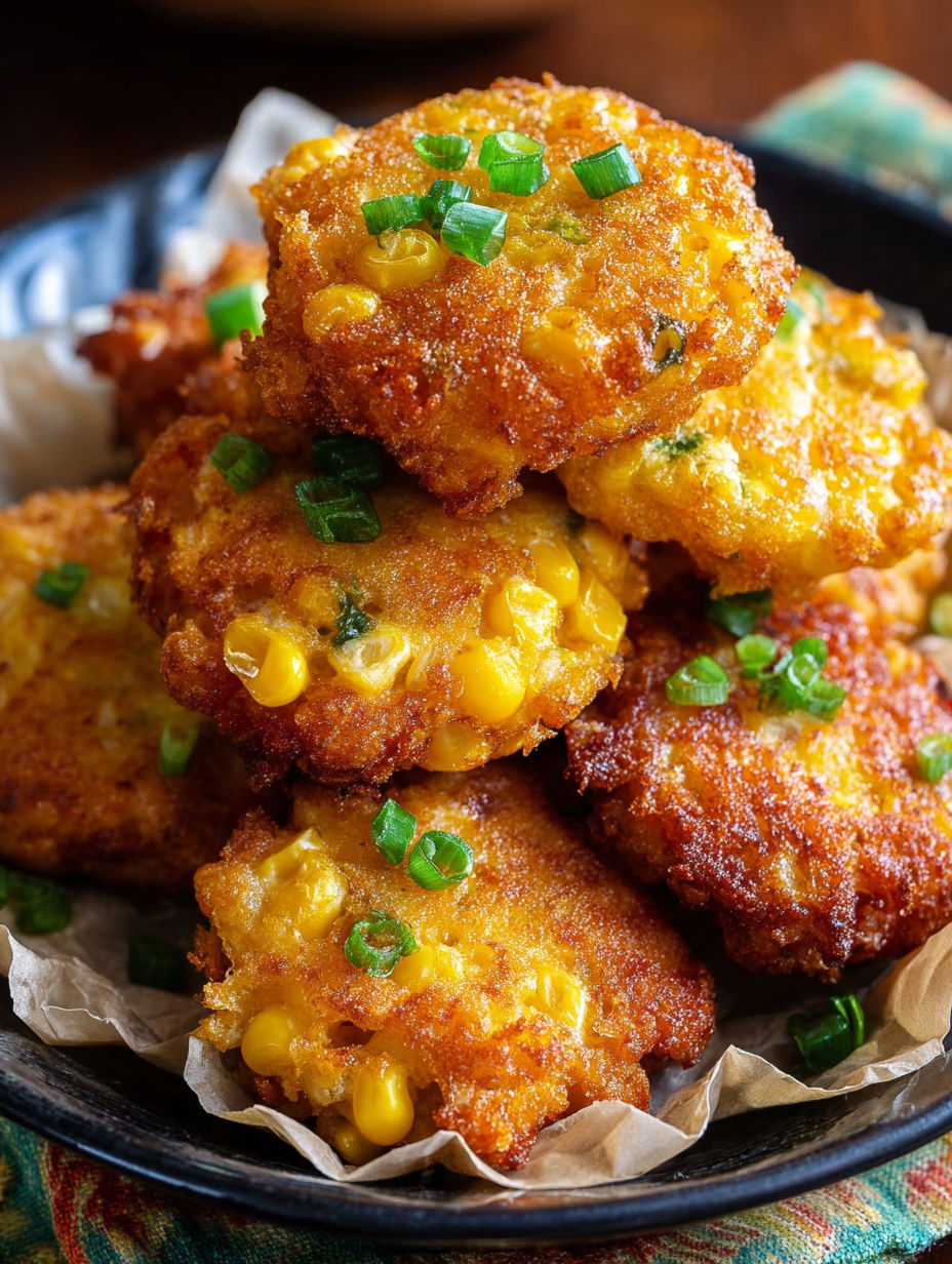 A stack of cheesy corn cakes.
