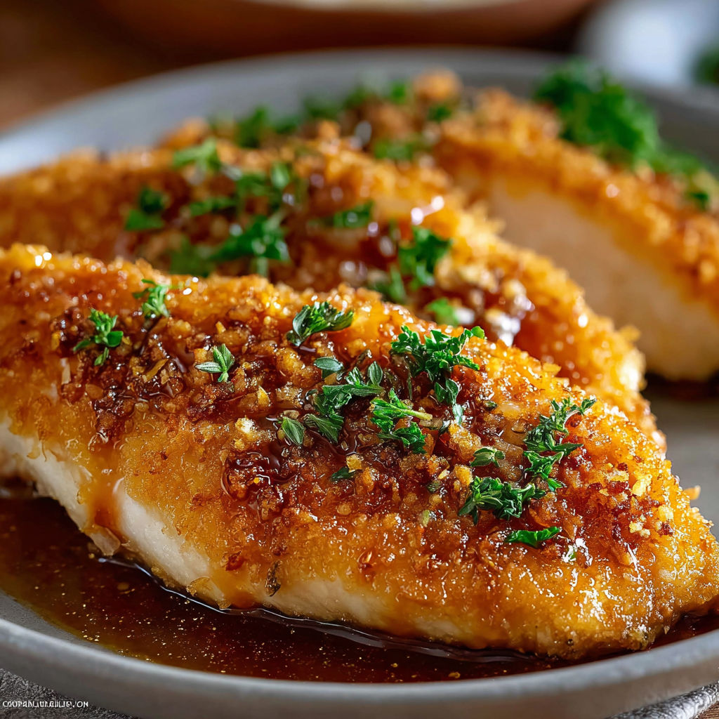 A plate of crunchy honey chicken.