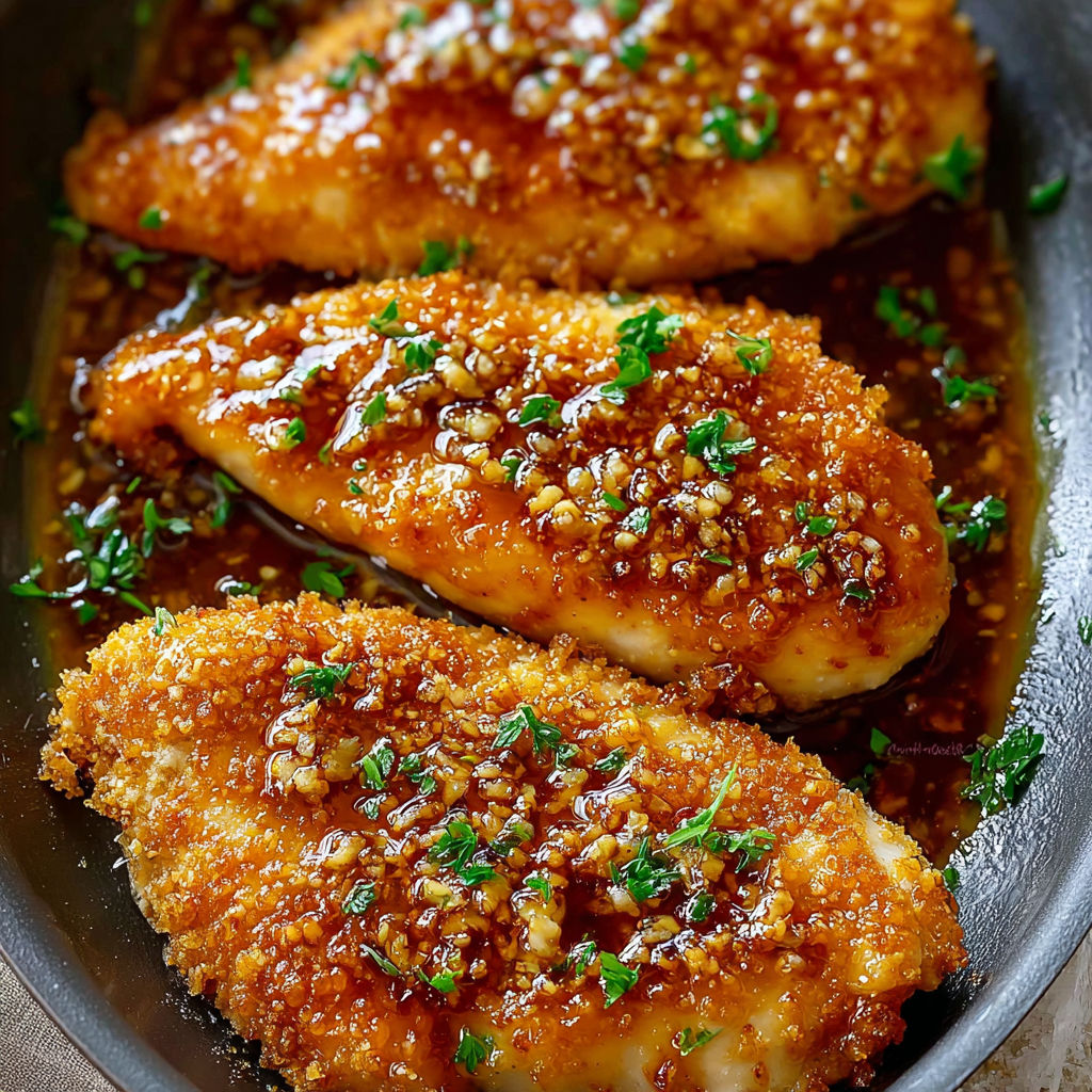 A pan of crunchy honey chicken.