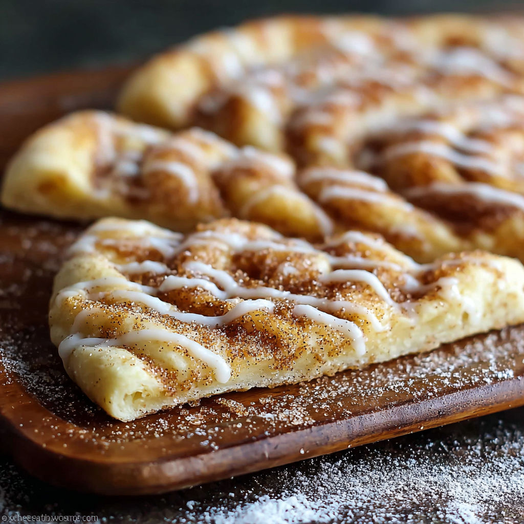 A slice of cinnamon sugar pizza.