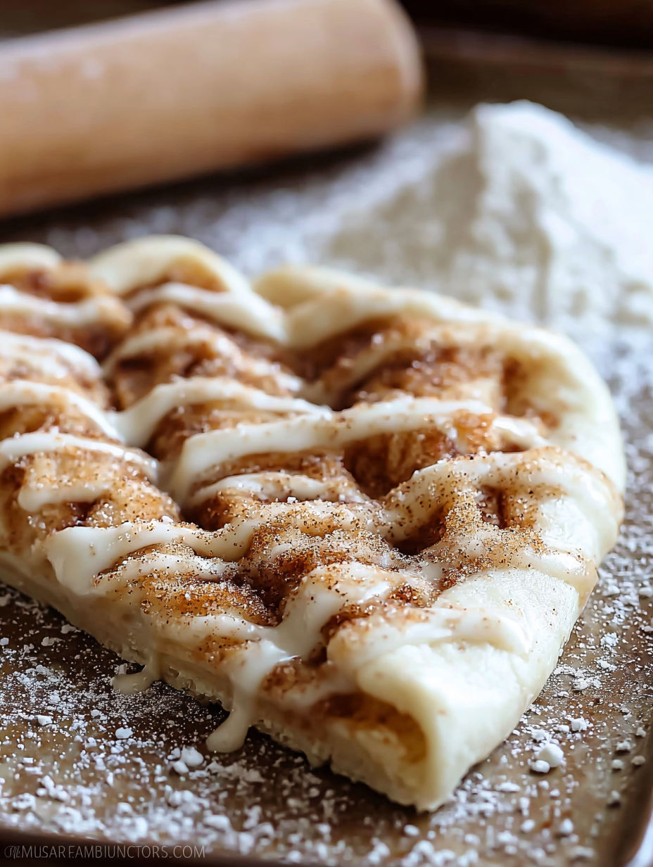 A slice of cinnamon sugar pizza.