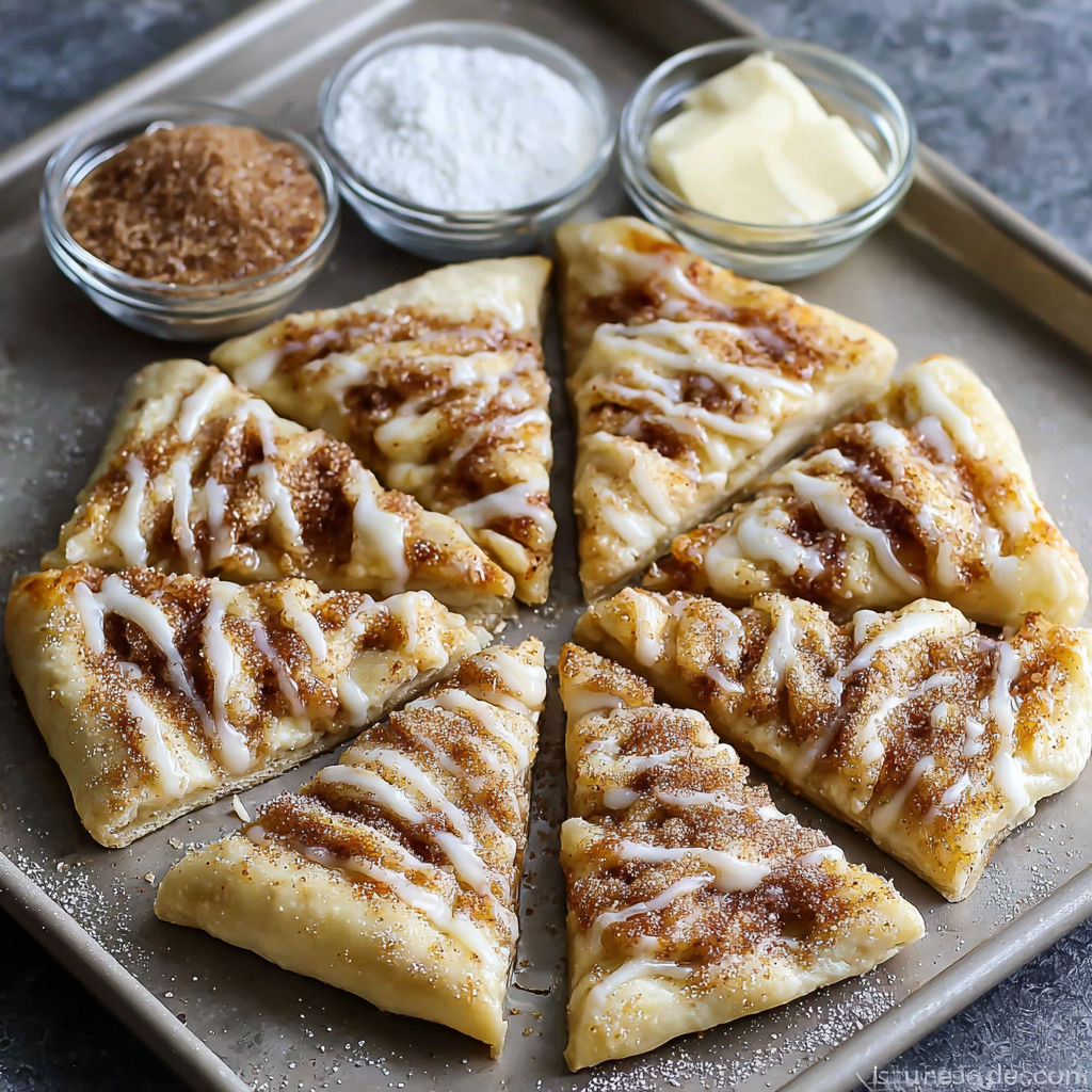 A pan of cinnamon sugar pizza slices.