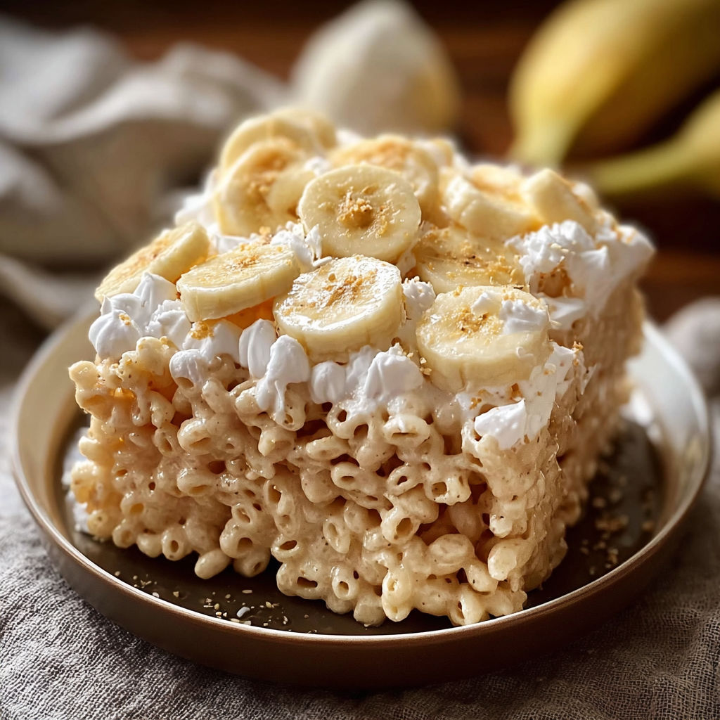 A bowl of banana pudding rice krispie treats.