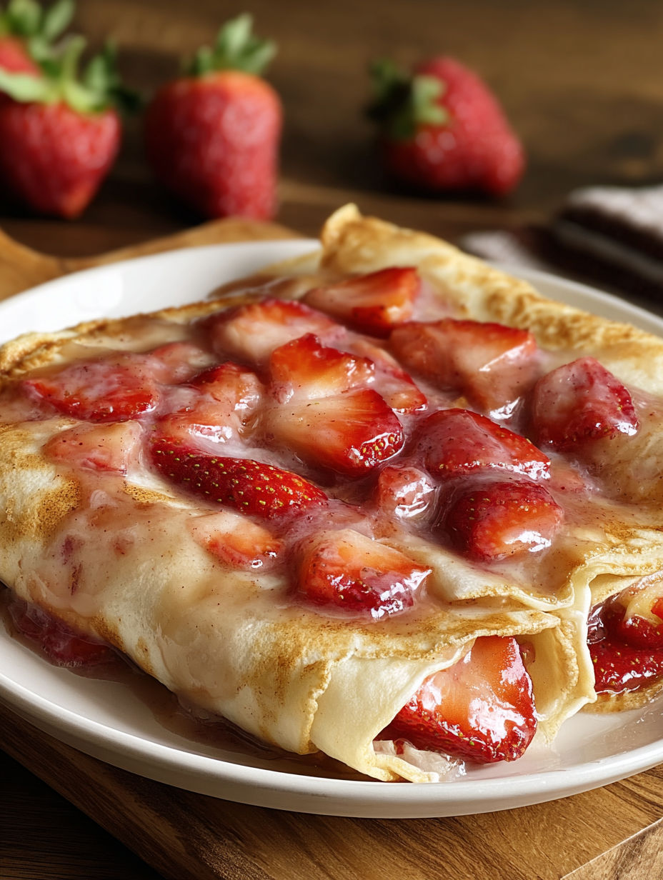 A plate of strawberry pie enchiladas.