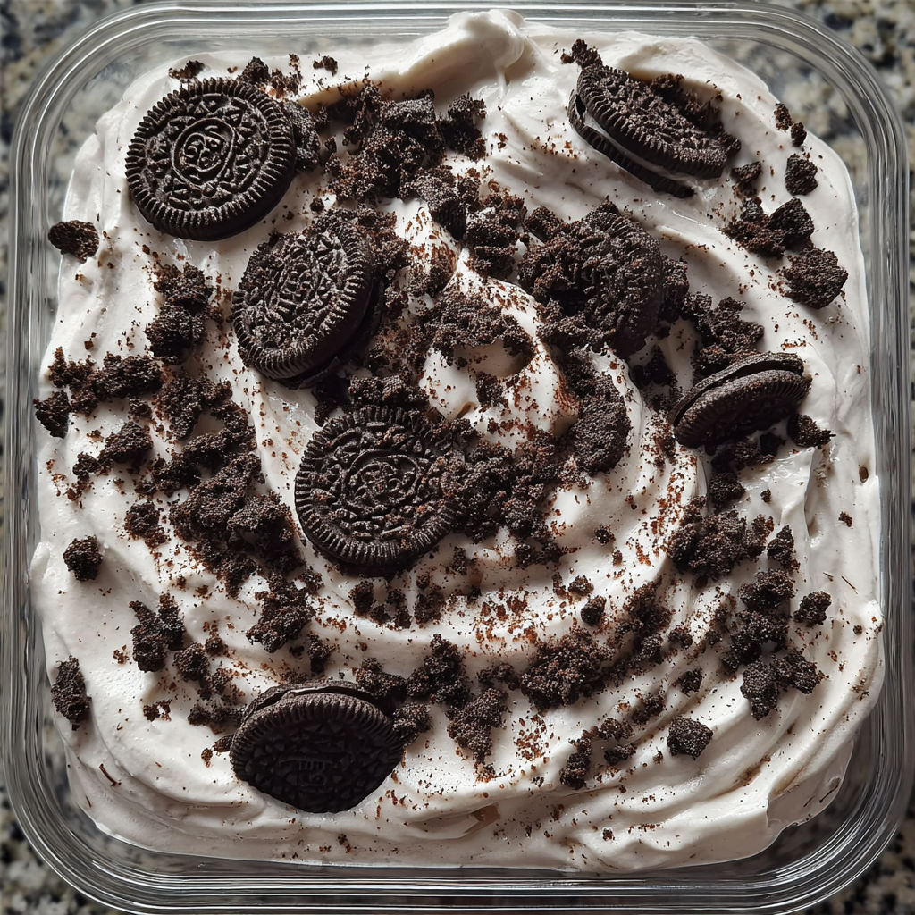 A close up of a delicious Oreo Mud Pie.
