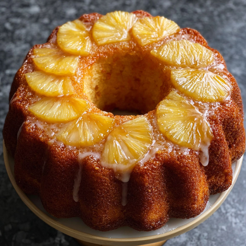 A slice of pineapple pound cake.
