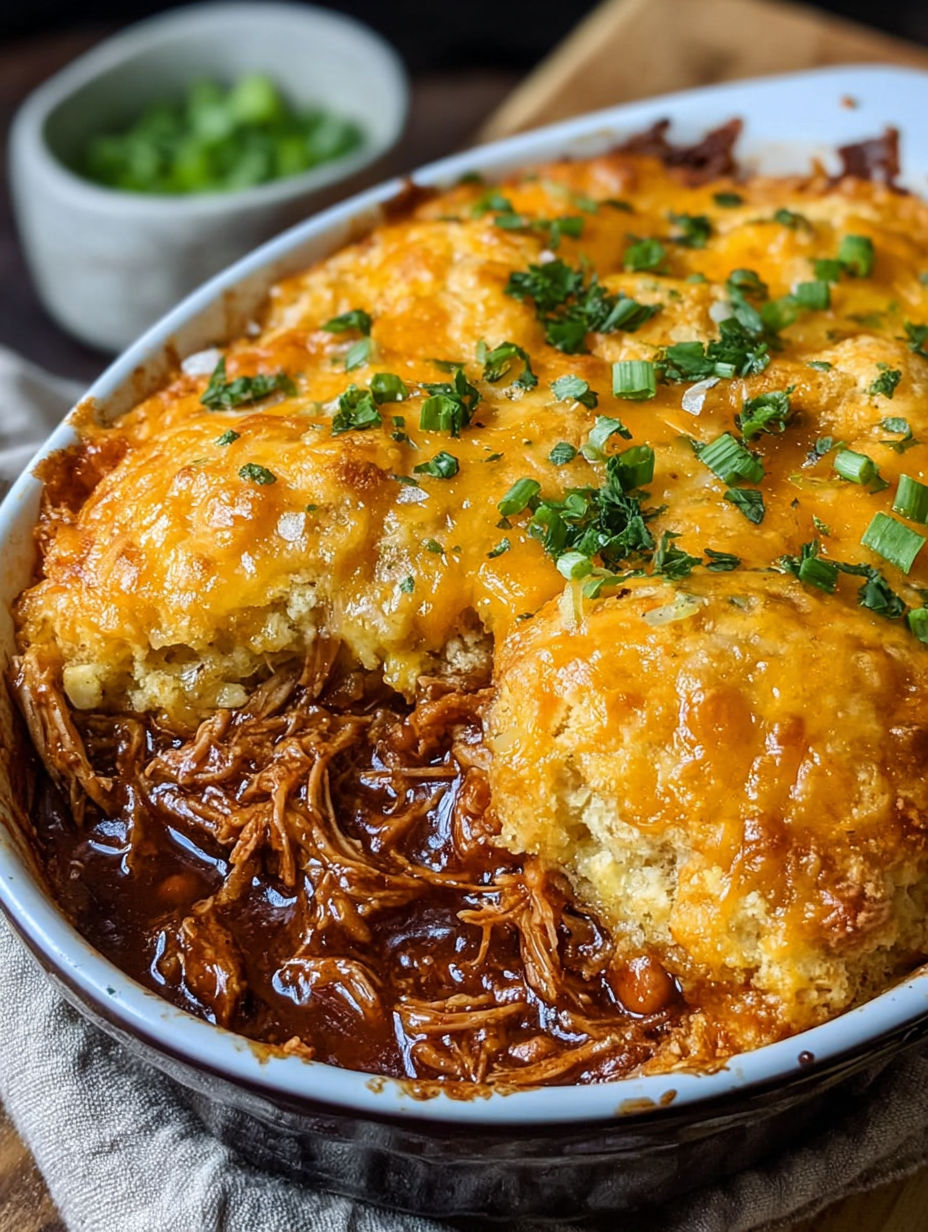 A dish of Pulled Pork Casserole.