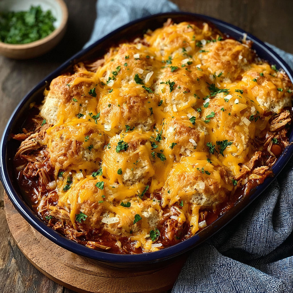A dish of Pulled Pork Casserole.