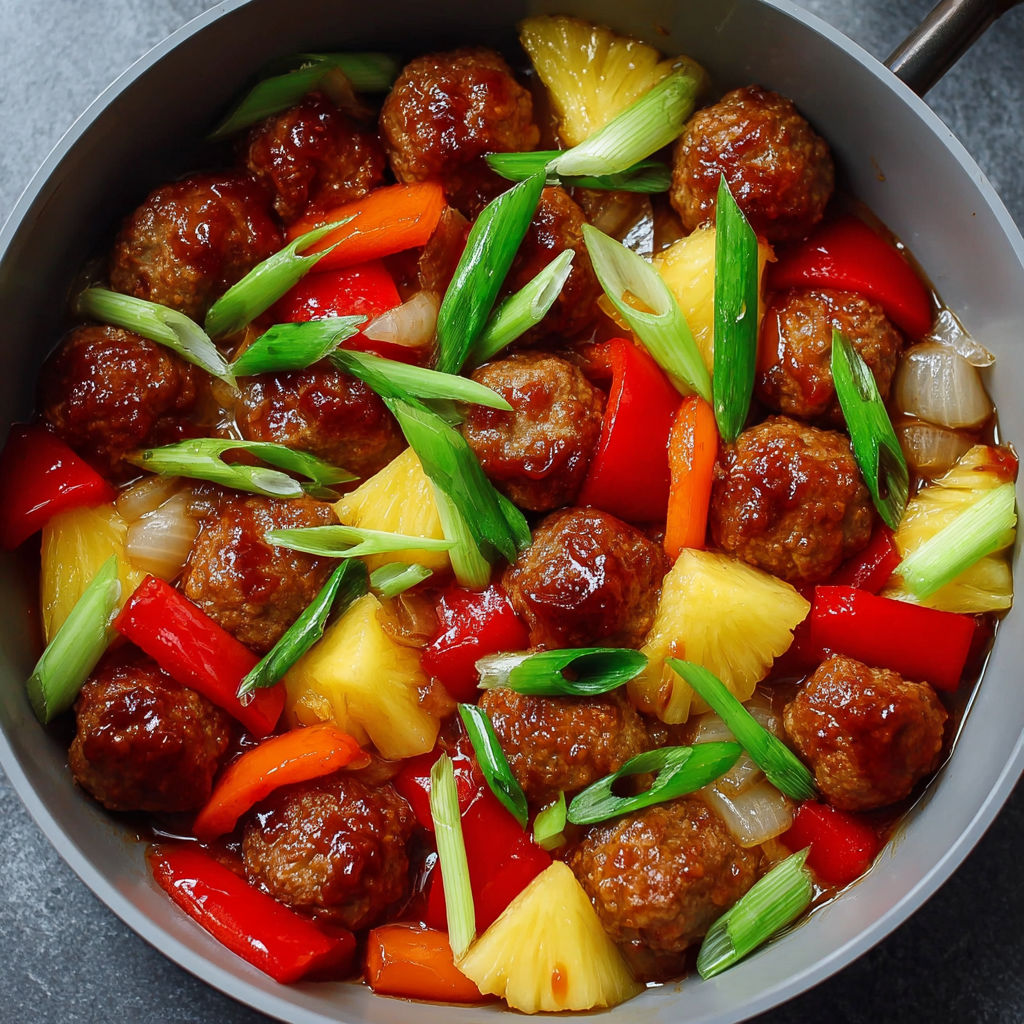 A bowl of meatballs with a variety of vegetables.