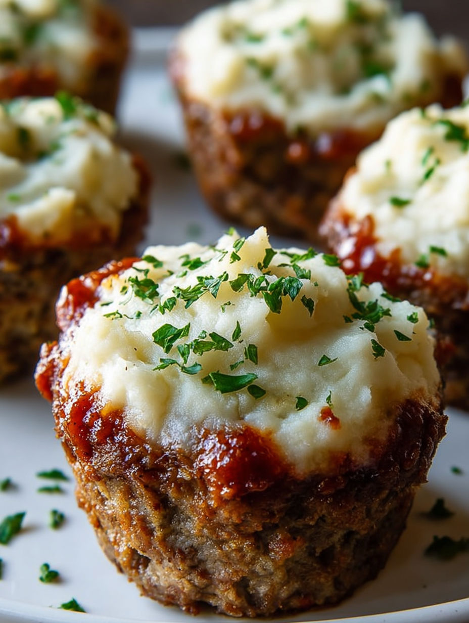 Mini meatloaf muffins with cheese and bacon.