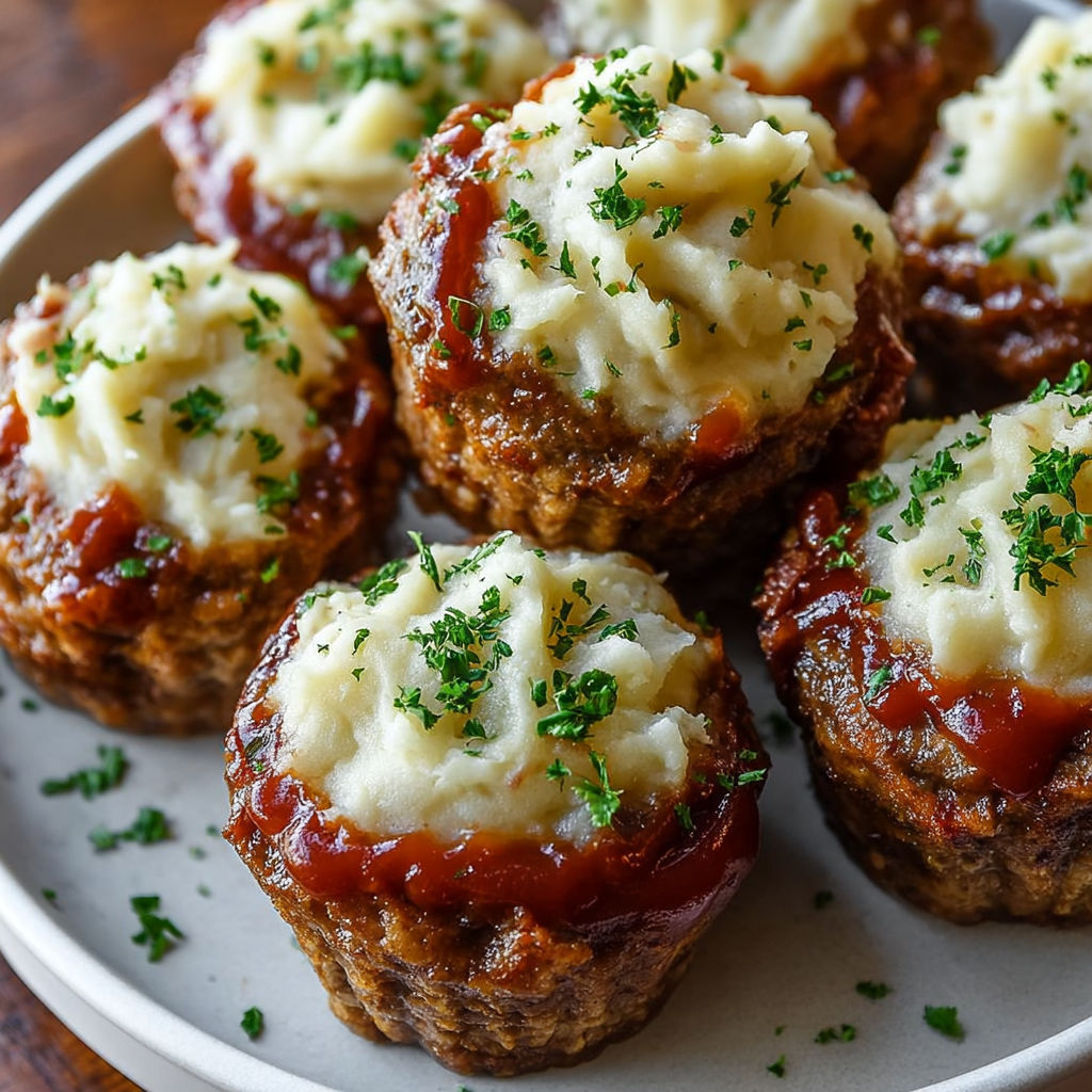 Mini meatloaf muffins with sauce.