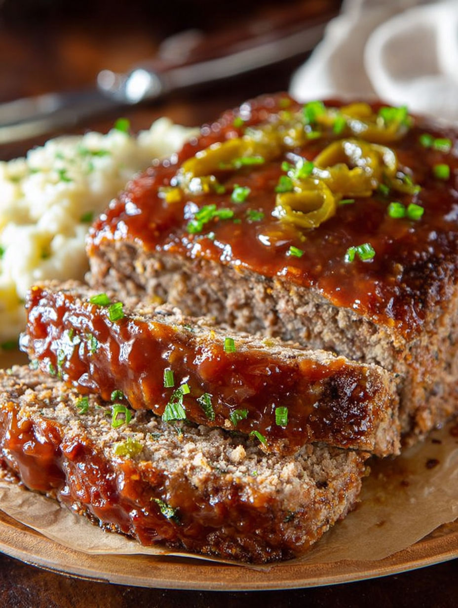 A slice of Mississippi Meatloaf with gravy.