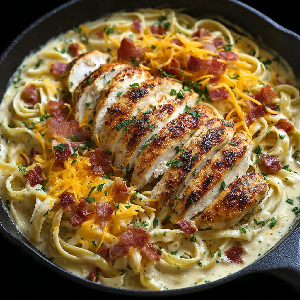 A delicious chicken dish with bacon and cheddar cheese.