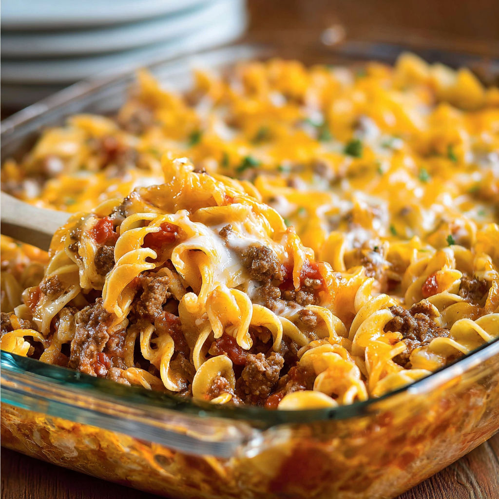 A dish of Sour Cream Noodle Bake.