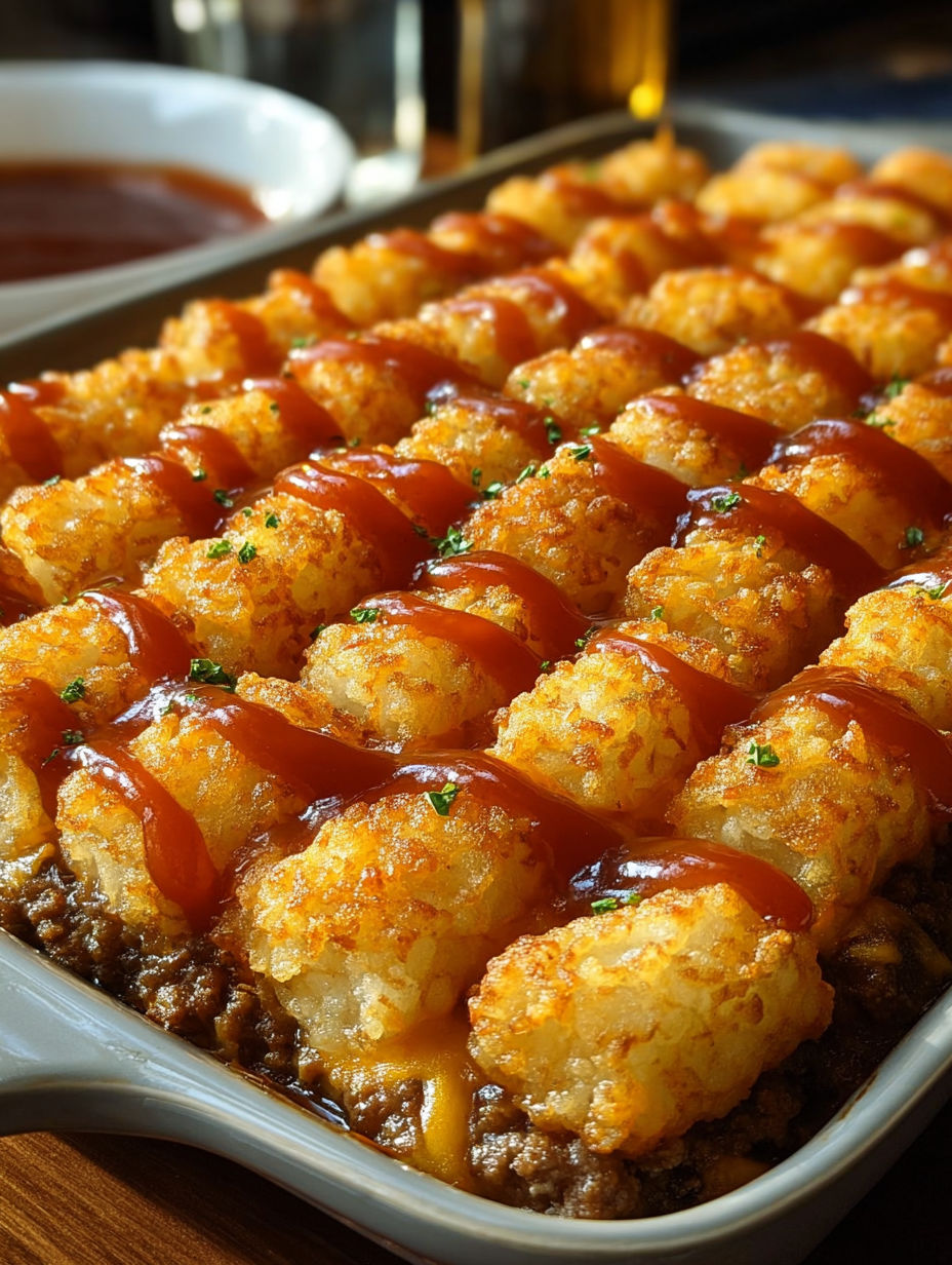 A tray of cheesy meatloaf tater tots.