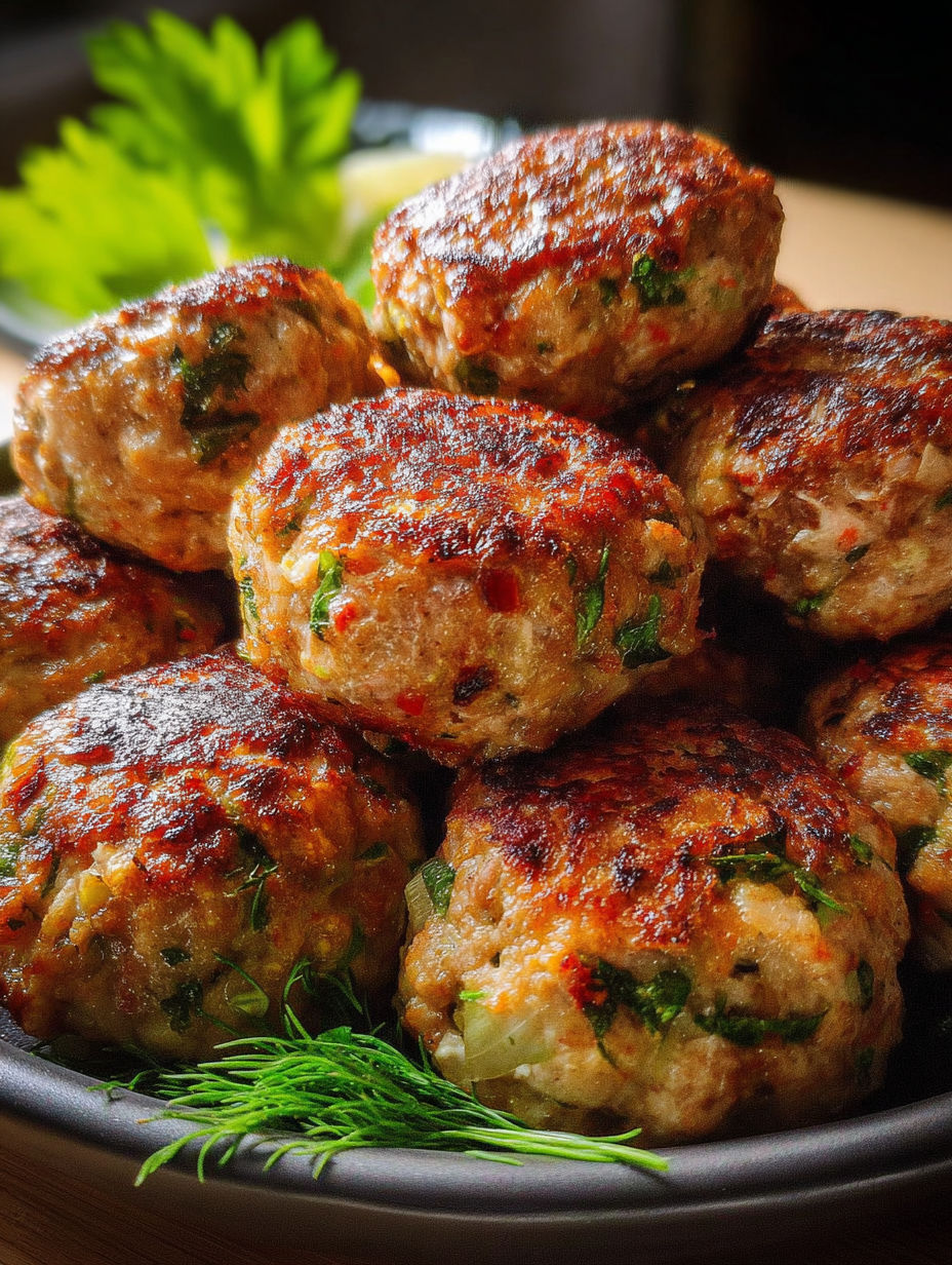 A plate of stuffed meatballs with vegetables and cheese.