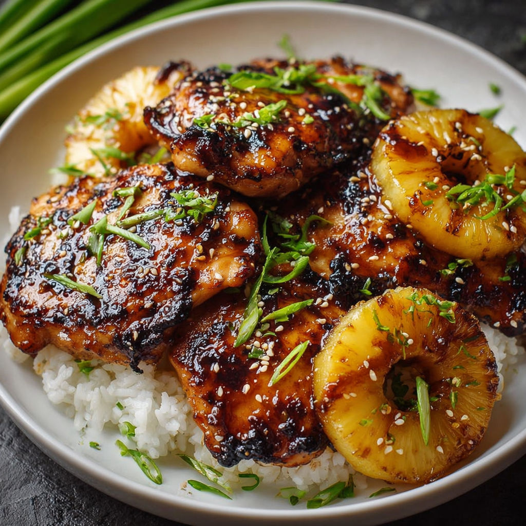 A plate of Hawaiian Huli Huli Chicken.