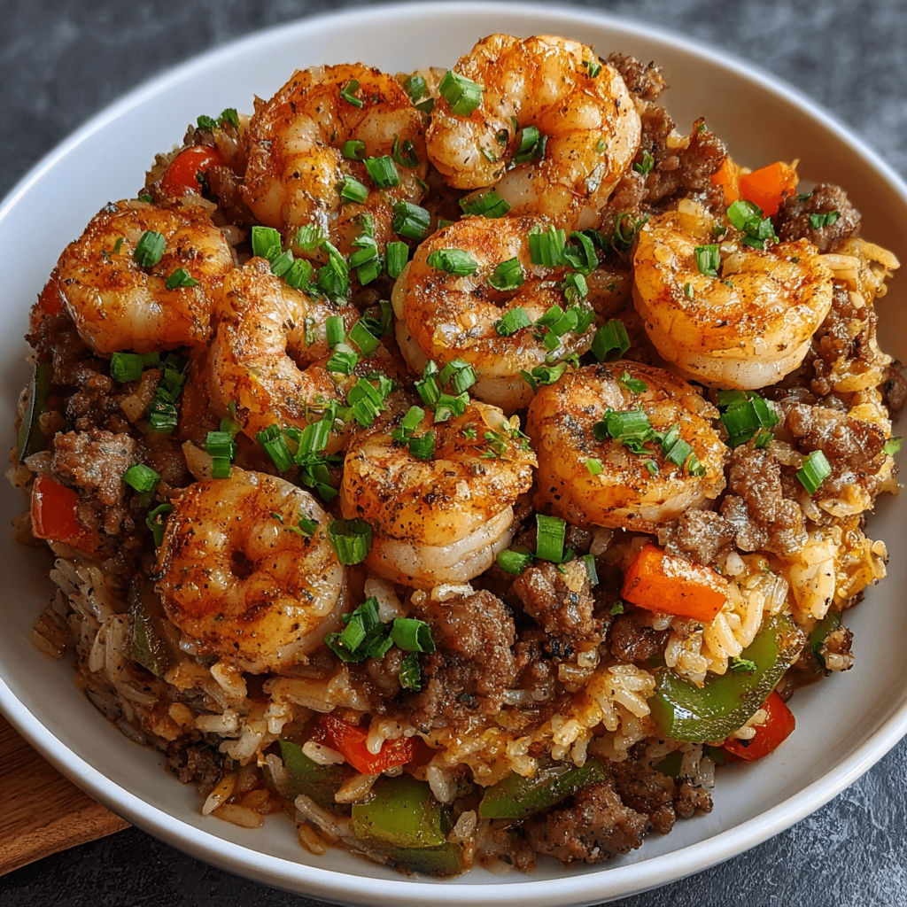 A bowl of shrimp and rice.