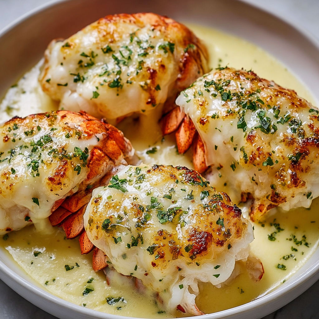 Broiled lobster with garlic butter.