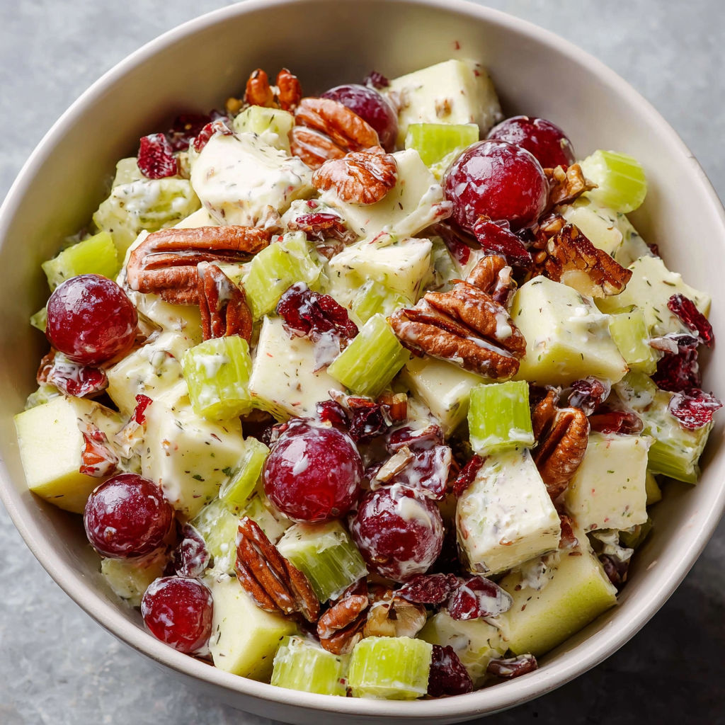 A bowl of fruit salad with grapes and nuts.